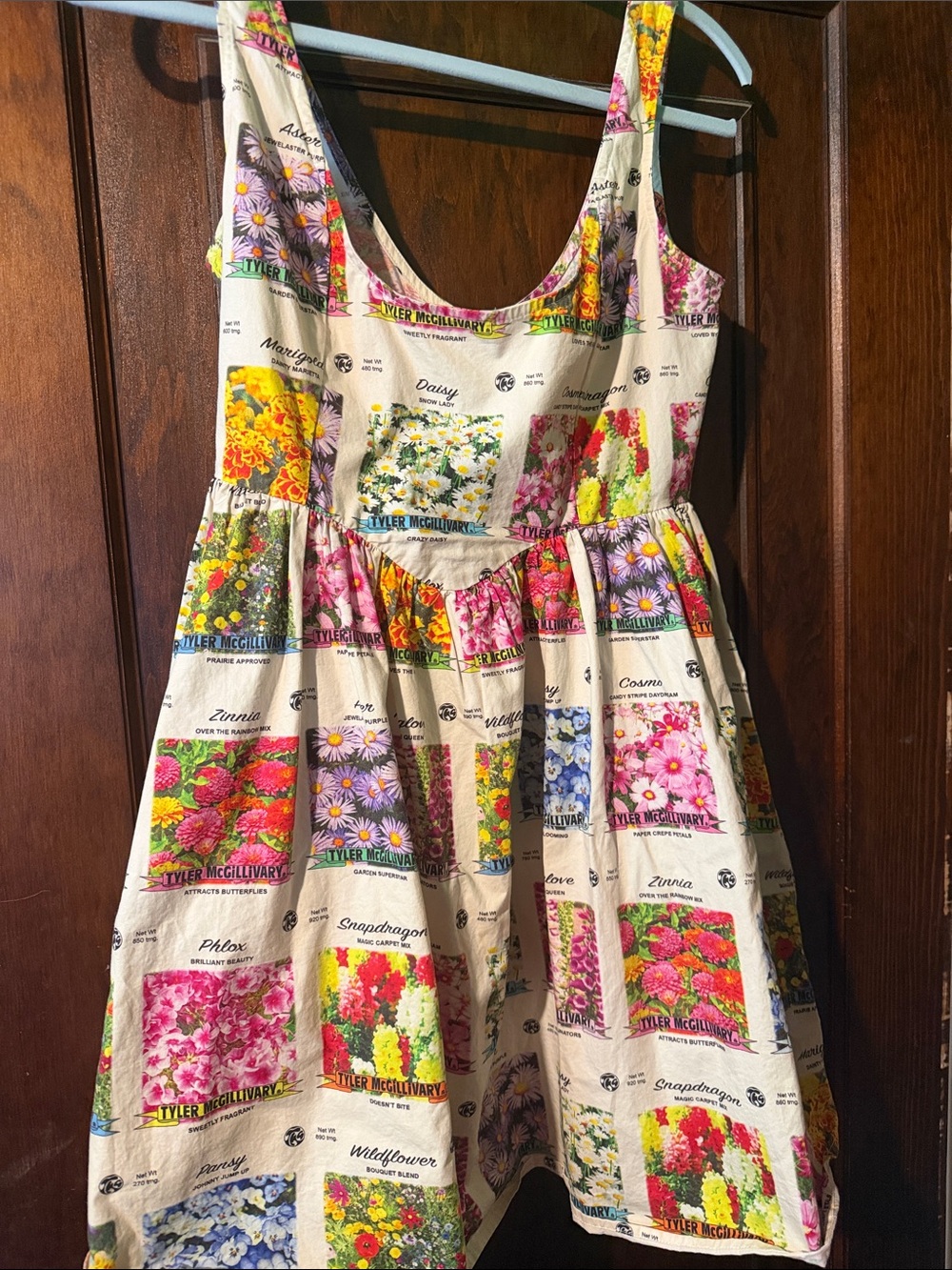 Seed Packet Print Mini Dress - Cream Multi